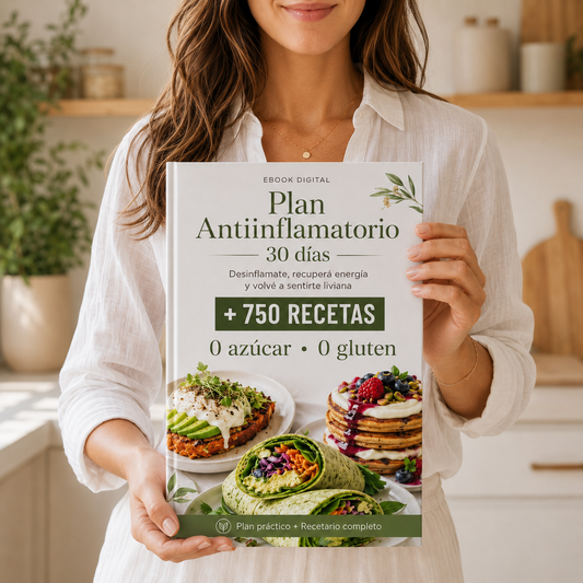 Plan Antiinflamatorio 30 días +750 recetas CERO Azucar CERO Gluten + 🎁 5 regalos + Guias (Copia)